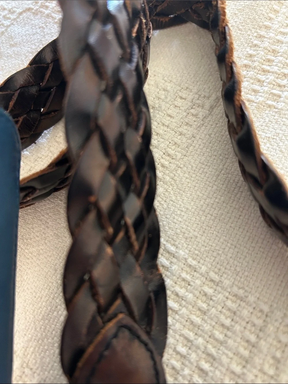 brown braided leather belt was handcrafted in Argentina,size 